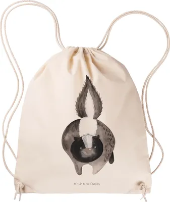 Produktbild von Mr. & Mrs. Panda gymnastiktasche Stinktier Angriff - Transparent - Geschenk, Drohung, Jutebeutel, Raubtier, sporttasche klein, gym rucksack, Stoffbeutel, Wildtier, Skunk
