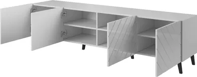 Produktbild von RTV-Schrank ABETO 200x42x52 weiß/weiß-glänzend