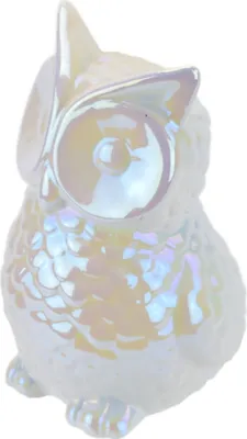 Produktbild von Keramische Eule, weiße Perle, 14x10 cm
