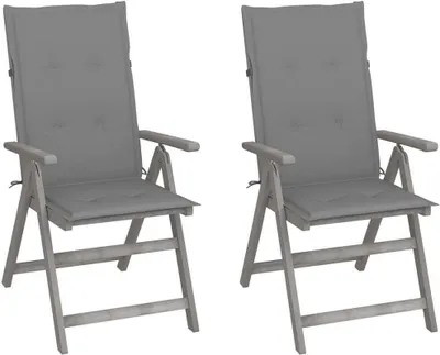 Produktbild von Verstellbare Gartenstühle 2 Stk. mit Auflagen Massivholz Akazie
