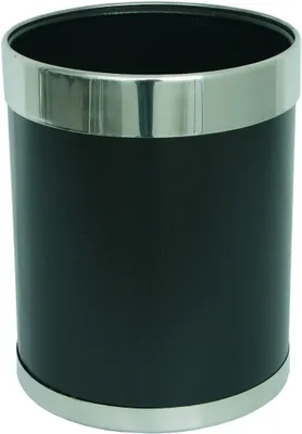 Produktbild von Papierkorb schwarz mit Edelstahlbodenring