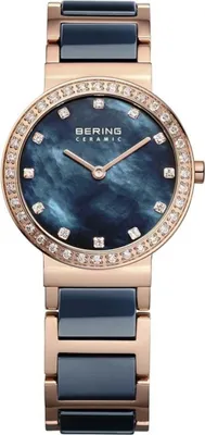 A close-up studio shot of a Bering Ceramic women's watch.