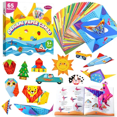 Origami-Set für Kinder: 130 Blatt, 65 Motive, Anleitungsbuch