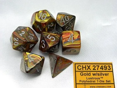 Obrázek produktu pro Chessex - Lustrous - sada 7 raznic - zlatá/stříbrná