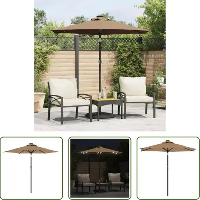 Produktbild von The Living Store Sonnenschirm mit LED und Stahlmast Taupe 225x225x212 cm