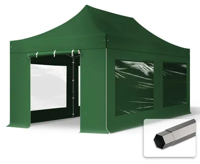 Obrázek produktu pro Nůžkový stan 3x6 m, ocel, vč. 4 bočnic tmavě zelená