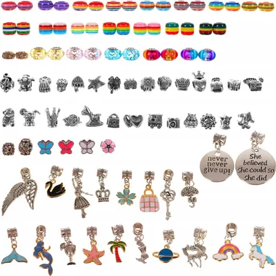 Produktbild von Kinderschmuck-Set Kruzzel 20342, mehrfarbig, 107 Elemente, Verpackung 15,5x9x5,5 cm