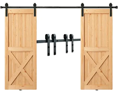 Produktbild von VEVOR Schiebetürbeschläge Set, 11FT Schiebetür Set, 330LBS Tragkraft Doppel-Schiebetürbeschläge Set, Kohlenstoffstahl Schiebetürschiene, Schiebetür für 1,57-1,77" Dicke & 5,5FT Breite Türpaneel, J-Typ, 8 ft