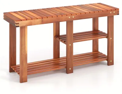 Produktbild von Schuhregal - Schuhbank - Schuhschrank - Schuhaufbewahrung - Halteorganizer - Massives Akazienholz