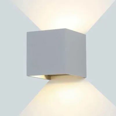 Image de Applique Murale Grise LED 12W IP54 Carré - Blanc Neutre 4000K - 5500K