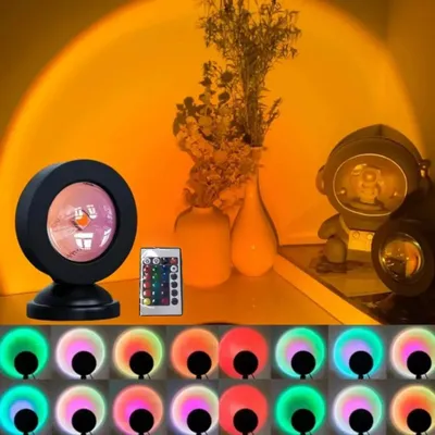 Produktbild von Sunset Lamp,Sonnenuntergang Lampe mitUSB,Nachtlicht Rainbow Light 16 Farben Zwei Fernbedienungen 16Dynamische Modi 180°Drehung Sunset Projektionslampe