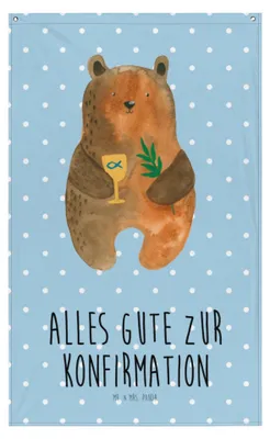Produktbild von Mr. & Mrs. Panda Tapestry Bär Konfirmation - Blau Pastell - Geschenk, Wandteppich, Tapisserie, Wandtuch, Kirche, Gottesdienst, Hängedeko, Teddy, Wandbild, Evangelisch