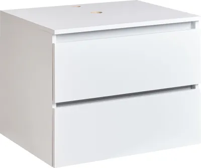 Produktbild von BELIANI Hänge Waschbeckenunterschrank Weiß MDP-Platte 60x47 cm mit 2 Schubladen Modern Bad-Unterschrank für Aufsatzwaschbecken Schmal Wandmontage