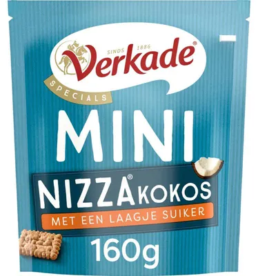 Immagine prodotto di Verkade Nizza Mini Coconut Cookies 160g – Snack croccanti al cocco per il caffè