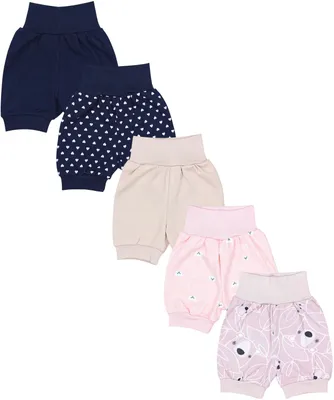 Produktbild von TupTam Baby Mädchen Pumphose Sommershorts 5er Set, Farbe: Puderrosa Dunkelblau Beige, Größe: 74/80