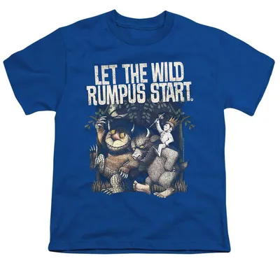 Productafbeelding van "Waar de wilde dingen zijn" - T-shirt met de tekst "Laat het wilde feest beginnen" voor kinderen, model TV38582 (maat 152-158) (koningsblauw)