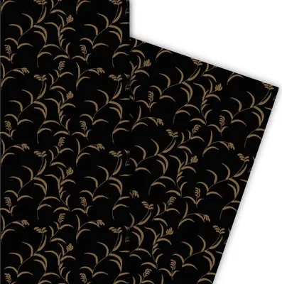 Produktbild von Klassisches Geschenkpapier mit Schilf auf schwarz - G4808, 32 x 48cm
