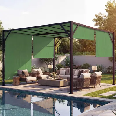 Obrázek produktu pro Pergola Baia, zastřešení terasy zahradního pavilonu, robustní ocelový rám 6 cm + posuvná zelená střecha  3x4m