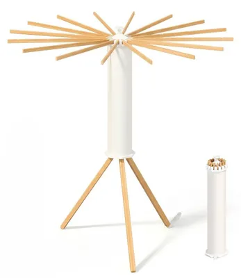 Obrázek produktu pro Skládací sušák na prádlo, rozkládací, úsporný design | Přírodní materiál | 112x112x122 cm