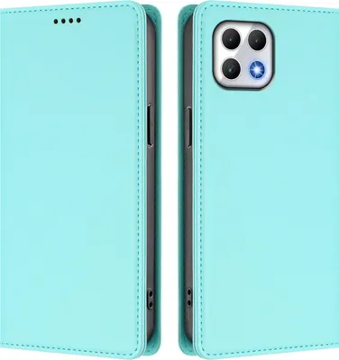 Produktbild von Handyhülle für T-Mobile REVVL 7, Kunstleder Klapphülle Stoßfeste Magnetische Hülle mit Ständer Türkis