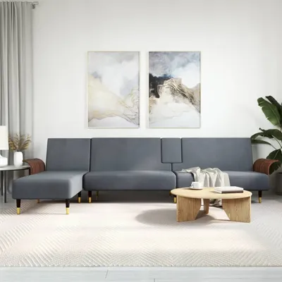 Produktbild von "2024"Modernen Schlafsofa in L-Form Dunkelgrau 279x140x70 cm Samt Design Klassische Sofas 7274412