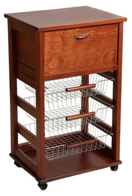 Immagine prodotto di Carrello da cucina 3 cestini estraibili ed un cassetto portapane Vesuvio colore ciliegio