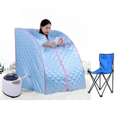 Produktbild von Dampfsauna Wärmekabine Sauna-Box Home Sauna mit Timer & 10 Temperaturstufen Sitzsauna 1000W Blau