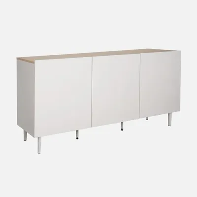 Produktbild von sweeek - Sideboard aus Metall und Holzdekor, 3 Türen, B 150 cm - Beige