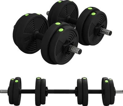 Produktbild von HOMCOM 2-in-1 Hantel Set, 15 kg verstellbar Dumbbell Set mit 8 Hantelscheiben, bodenschonend für Krafttraining, Fitness, Gewichtheben, Schwarz
