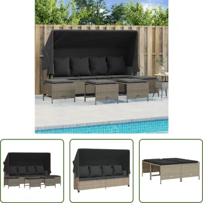Produktbild von The Living Store 5-tlg. Garten-Sofagarnitur mit Kissen Hellgrau Poly Rattan