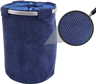 Image de Collecteur de linge HWC-C34, Laundry Bac à linge Sac à linge avec filet, 55x39cm 65l ~ cord bleu