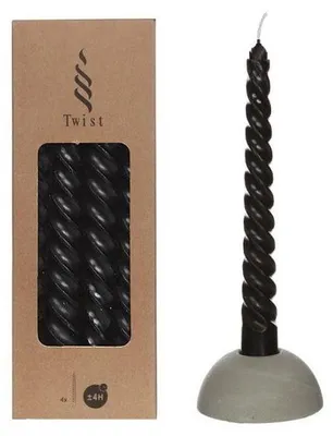 Produktbild von Kerzen Gedreht Schwarz | H: 19cm (4 Stück) [IFS-32238]