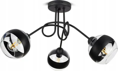 Zdjęcie produktu dla Lampa Wisząca Sufitowa Żyrandol Czarna Szklane Black Belt Kule PE3 LED E27