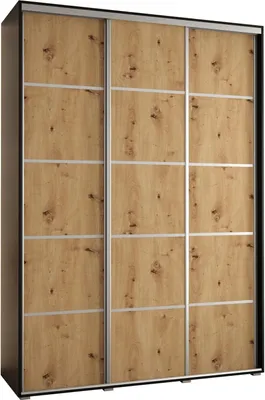 Produktbild von MEBLE KRYSPOL Davos 4 Schrank, drei Türen - 235,2x180x45 cm - Schwarz Artisan Silber