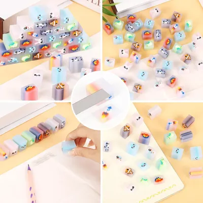 Produktbild von 74 Stück Kreative Bleistifte und Radiergummis Set für Kinder - Ideal als Geschenk für Partys