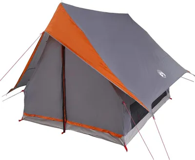 Produktbild von vidaXL Familienzelt mit Dach Grau und Orange 220 x 220 x 184 cm