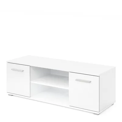Produktbild von TV-Schrank Domino Weiß Lowboard mit 2 Türen und 2 Einlegeböden.
