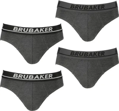 Image de Brubaker Hommes Slip Pack de 4 - Sous-vêtements confortables pour hommes avec taille élastique - Sous-vêtements stretch unis en coton et Élasthanne®