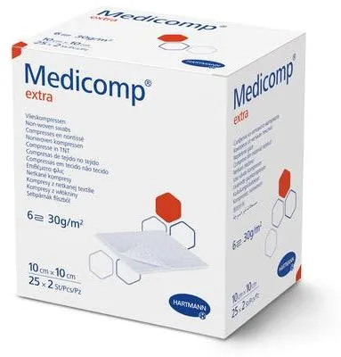 Produktbild von Hartmann Medicomp Extra Vlieskompressen steril 5x5 cm 6-fach | Packung (50 Stück)