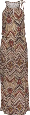 Produktbild von LASCANA Maxikleid mit modischem Ausschnitt und Ethnoprint, Jerseykleid braun-bedruckt Größe 42