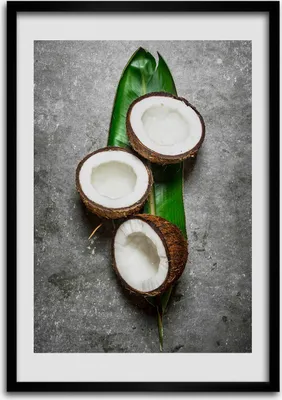 Produktbild von Bild - Bilderrahmen - Foto - 70 cm x 100 cm - MDF - Rahmen - Wandkunst - Kokosnuss auf dem Blatt