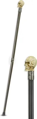 Produktbild von Spazierstock Totenkopf Gothic Larp Aluminium Replikat Retro Design Dekoration