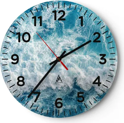 Produktbild von Wanduhr - Rund - Glasuhr - Meer Welle Ozean - 40x40cm - Schleichendes Uhrwerk - Lautlos - zum Aufhängen bereit - Dekoration Modern - Wanddekoration aus Glas - C4AR40x40-4067