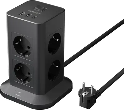 Produktbild von Mehrfachsteckdose 8 Fach Steckdosenleiste mit 1 USB C und 2 USB A Kabel 2M
