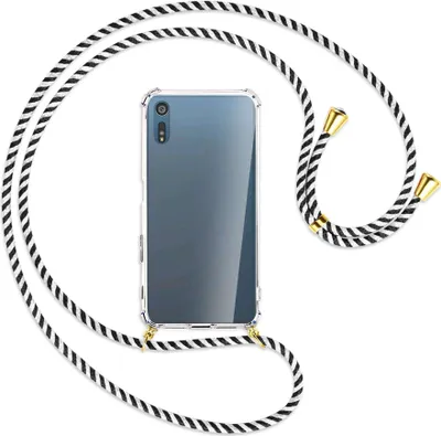 Produktbild von Handykette Backcover-Schutzhülle mit Band (Metall goldfarben) für Sony Xperia XZ, XZs - rosa Karo