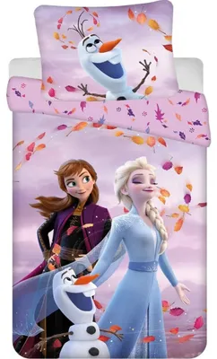 Imagen del producto de Juego de sábanas de algodón de Disney Frozen, incluye funda de edredón de 140x200 cm y funda de almohada de 70x90 cm
