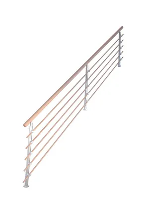 Produktbild von Treppenmodell Lindos 1/4 Gewendelt Buche-Designgeländer Holzrundstäbe-Rechts