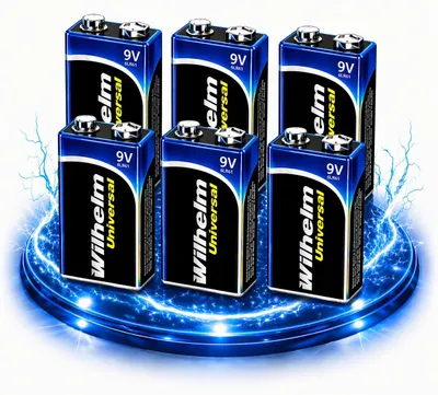 Produktbild von 6 x Wilhelm Universal 9V Block Batterien auch für 10 Jahres Rauchmelder geeignet Longlife Blockbatterie für maximale Lebensdauer 6LR61 9 Volt