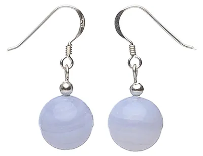 Produktbild von Ohrringe Ohrhänger Chalzedon Bandachat Ø12mm hellblau & 925er Silber Ohrschmuck Damen
