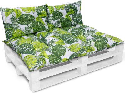 Amilian Palettenkissen SET Gartenkissen mit Rückenkissen Bankauflage Kissen Sitzpolster für Europaletten Sitzkissen: 80x120cm + 2 x40x60cm